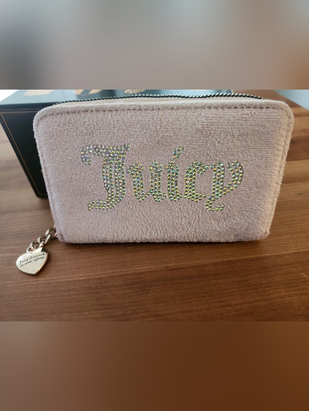 Juicy Couture Blush Pink Crystal-Logo Wallet.